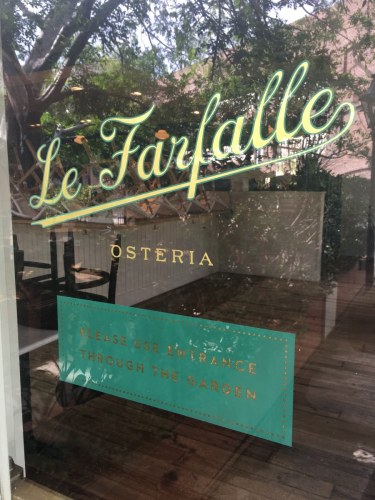 Le Farfalle gold leaf sign