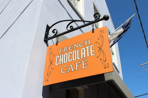 French Chocolate Cafe right angle sign