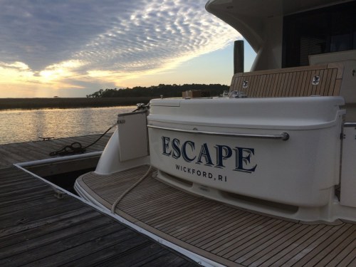 Escape boat lettering